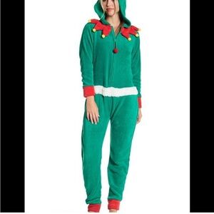 PJ Couture Hooded Elf Costume Pajama Fleece Onsie Woman’s Size XL